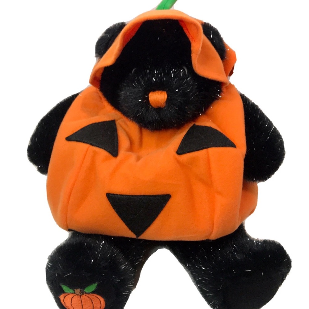 Halloween Pumpkin Bear Plush - Orange and Black